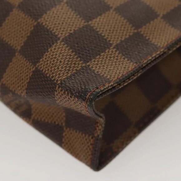 LOUIS VUITTON Damier Ebene Poche Toilette 26 Pouch N47543 LV Auth MX437 - Picture 9 of 16